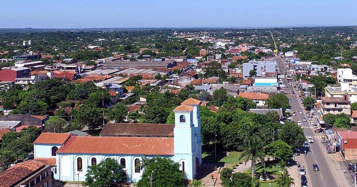 Vista aérea del centro de Coronel Oviedo, en el departamento de Caaguazú