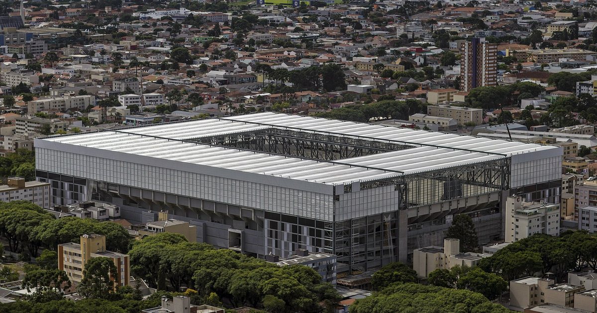 Vista aérea de la Arena da Baixada, en Curitiba, donde jugaron Athletico Paranaense y Atlético Mineiro