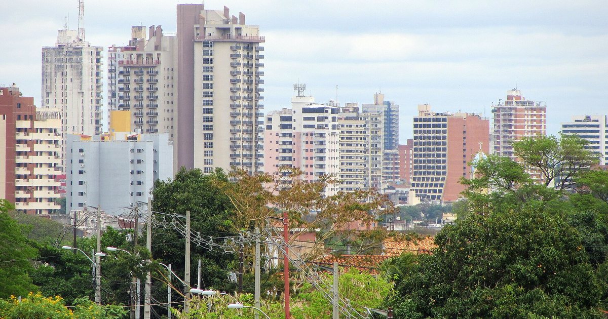 Edificios del centro de Asunción vistos entre los árboles de la ciudad